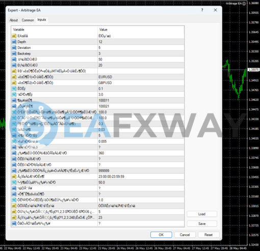 Arbitrage EA MT4 Inputs