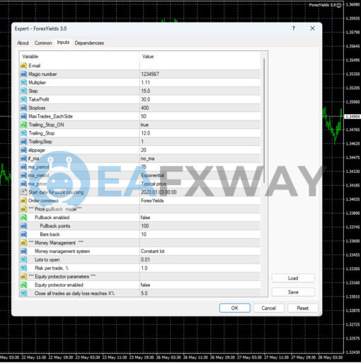 ForexYields EA MT4 Inputs 1
