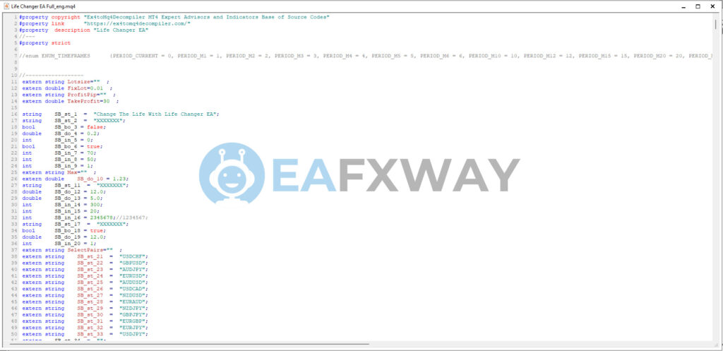 Life Changer EA Source Code mq4 with Setfiles