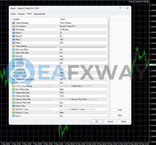 SpaceX Trader Pro EA MT4 Inputs 1