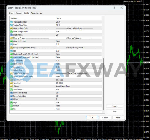SpaceX Trader Pro EA MT4 Inputs 2