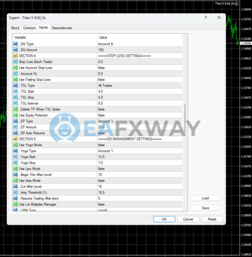 Titan X Tool EA MT4 Inputs 3