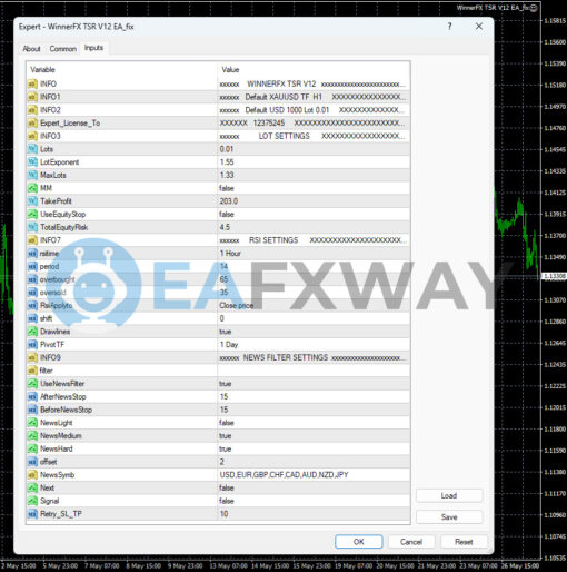 WINNER FX TSR Prop Firms EA MT4 Inputs