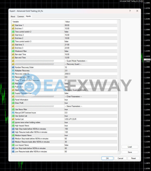 Advanced Gold Trading EA MT4 Inputs 2