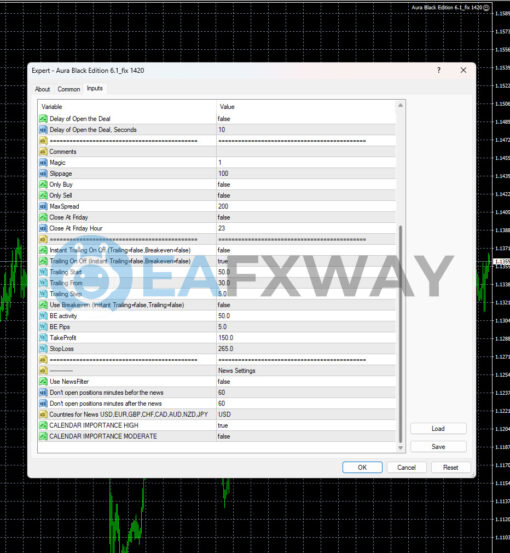 Aura Black Edition EA MT4 V6.1 Inputs 2