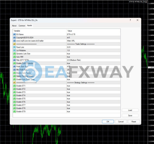 ET9 for MT4 EA Inputs