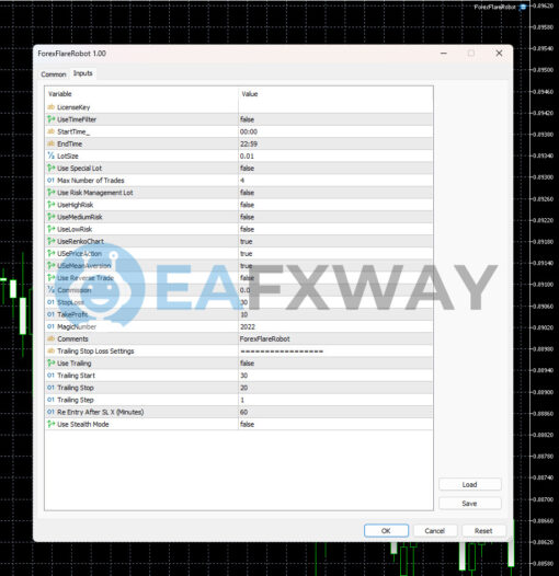 Forex Flare EA MT5 Inputs