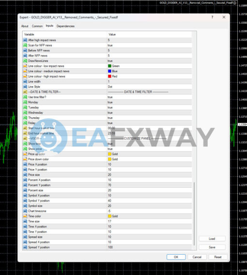 Gold Digger AI EA MT4 Inputs 3