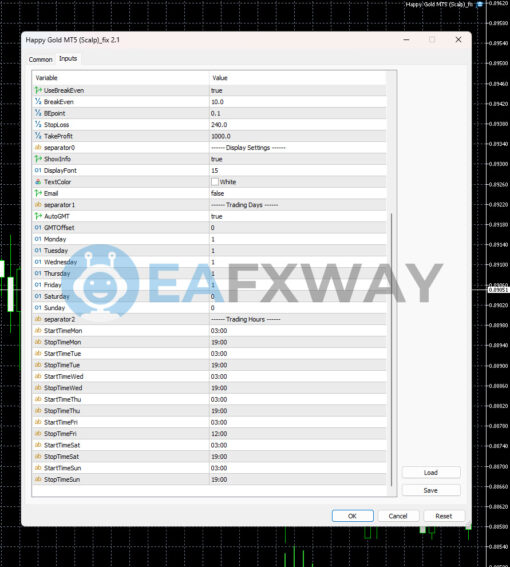 Happy Gold EA MT5 Inputs 2