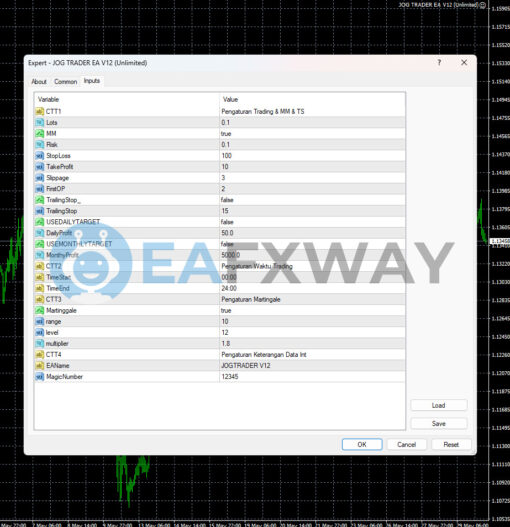 Jog Trader EA MT4 Inputs