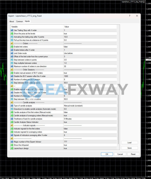 Leprechaun EA V777 MT4 Inputs 2