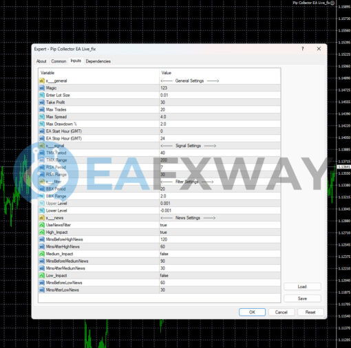 Pip Collector EA MT4 Inputs