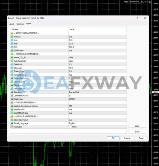 Regal Spear EA MT4 Inputs