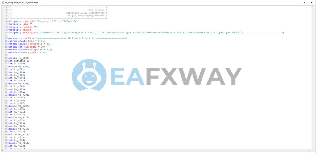 DRAGON FIRE X10 Source Code mq4 + Setfiles