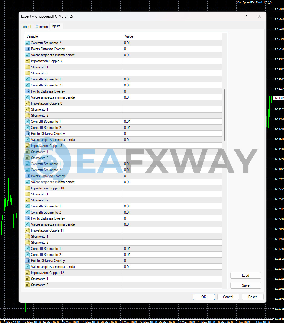 King Spread FX Multi EA input parameters pair slots 7-12 instrument configuration overlay distance