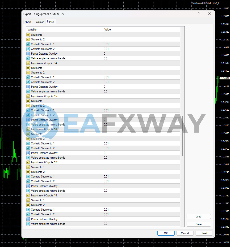 King Spread FX Multi EA input parameters pair slots 13-18 full configuration settings